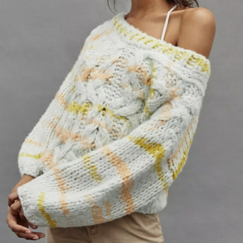 Anthropologie Wool Alpaca Blend Chunky JoJo Oversized Sweater